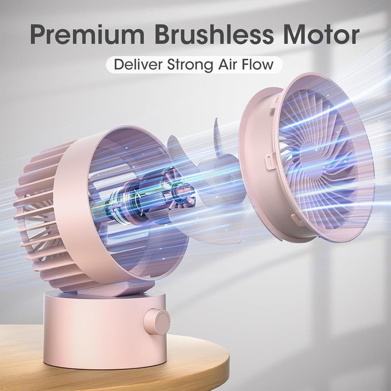 KinYiLO Desk Fan USB, Small Desk Fans Quiet, Stepless Speed Flexible Adjust, Mini Size for Home Office Dorm Desktop, Portable Travel Personal Cooling, Plug In USB Powered, Pink - Image 5
